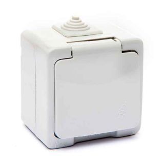 220 TM MERA IP54 РОЗЕТКА З ЗАЗЕМЛЕННЯМ З КРИШКОЮ