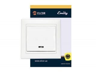 Вимикач 1-й з підсвіткою Emily 9215 білий ELCOR