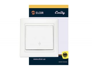 Вимикач 1-й прохідний Emily 9215 білий ELCOR