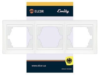 Рамка 3-місна горизонтальна Emily 9215 білий ELCOR