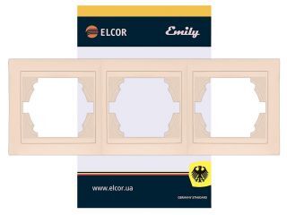 Рамка 3-місна горизонтальна Emily 9215 крем ELCOR