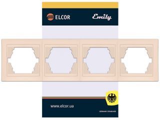 Рамка 4-місна горизонтальна Emily 9215 крем ELCOR