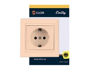 Розетка з заземленням Emily 9215 крем ELCOR