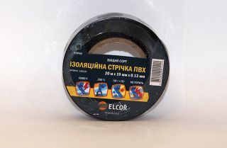 Ізоляційна стрічка ПВХ 20м х 19мм х 0,13мм ELCOR чорна