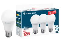 Лампа світлодіонда ENERLIGHT A60 12ВТ 4100K E27, 3 ШТ.