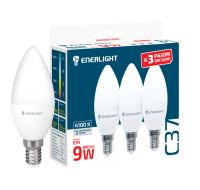 Лампа світодіодна ENERLIGHT С37 9ВТ 4100K E14, 3ШТ.
